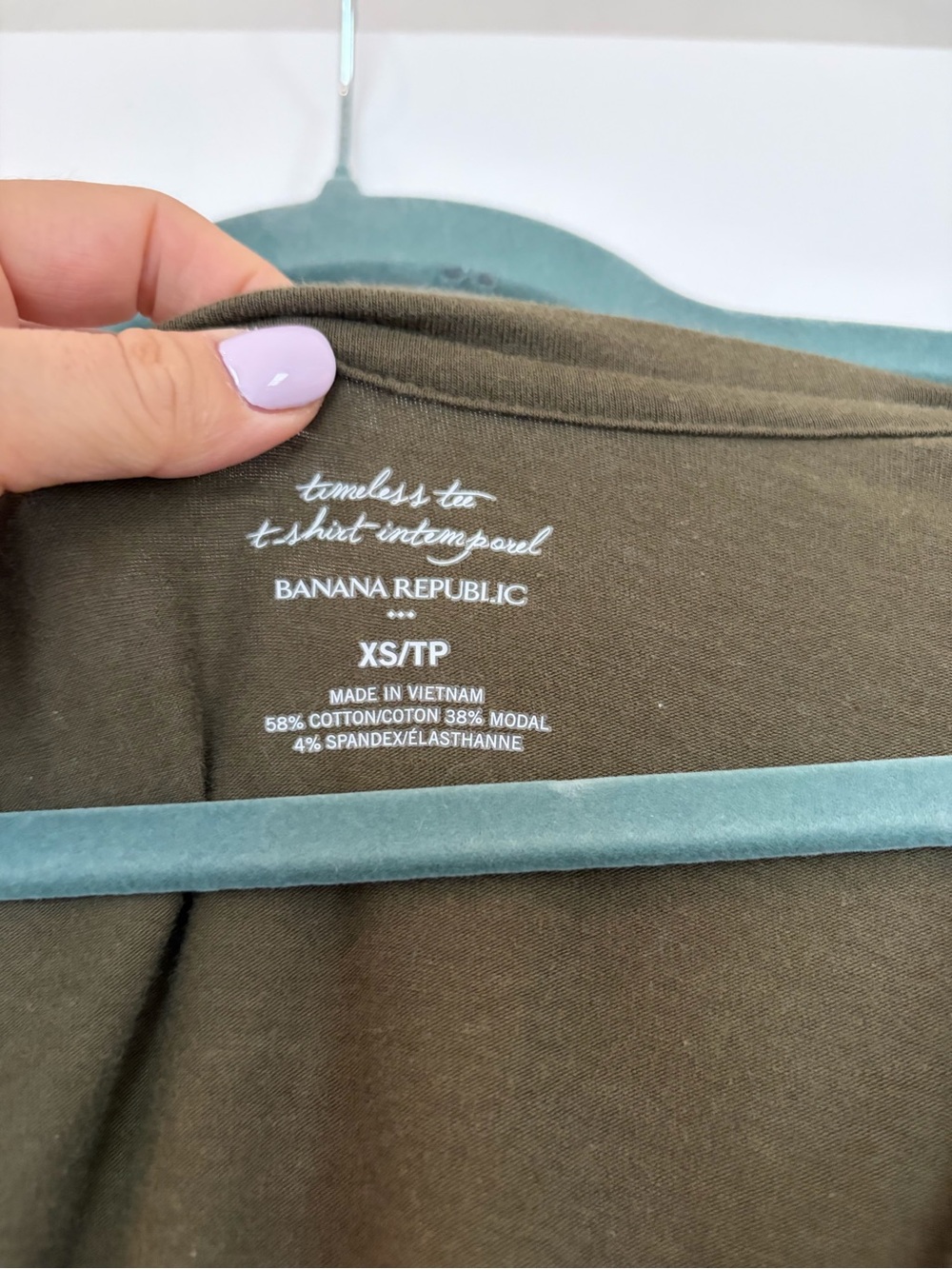 Banana Republic Women's Olive Green V-Neck Cotton Blend Long Sleeve Top - Picture 2 of 3